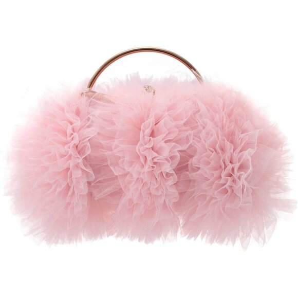 ⚡Women's Formal Flower Satin Metal Frame Evening Pink Crossbody Clutch Handbag - Picture 3 of 6